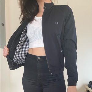 Fred Perry black Harrington gingham jacket punk mod UK